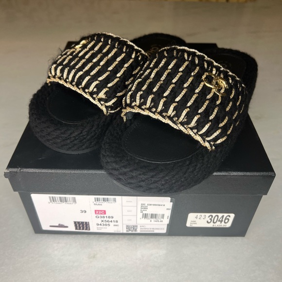 NEW CHANEL WOMENS BRAIDED KNIT METALLIC CC SLIDES SZ EU 39 - Picture 5 of 12